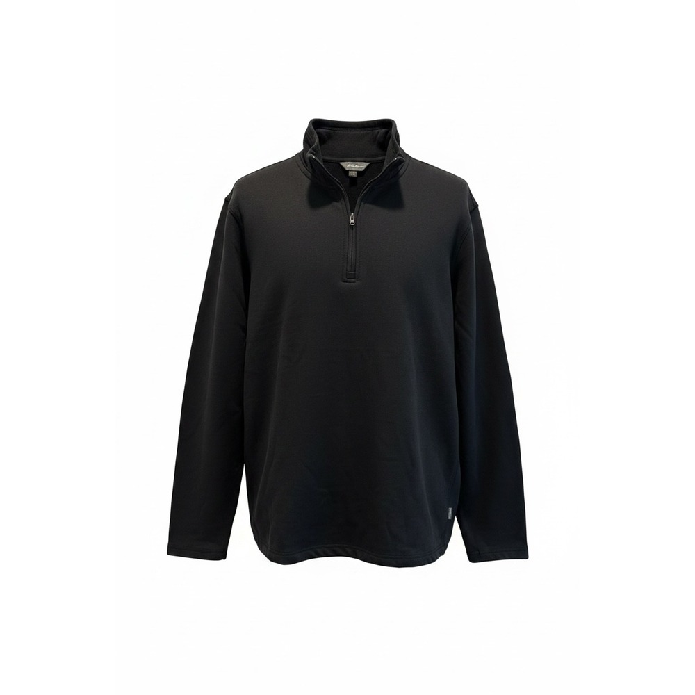 Eddie Bauer Mens Quarter Zip Pullover Fleece Black Mock Neck EM32LK662D Size L